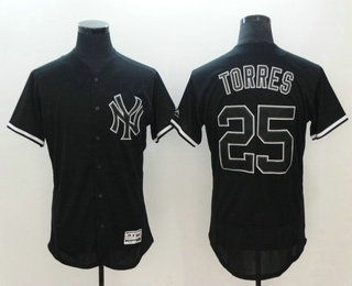 Men's New York Yankees #25 Gleyber Torres Lights Out Black Fashion Flex Base Stitched MLB Jersey