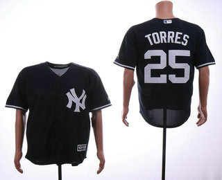 Men's New York Yankees #25 Gleyber Torres Navy Blue Stitched MLB Cool Base Jersey