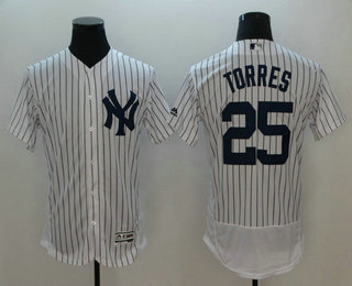 Men's New York Yankees #25 Gleyber Torres White Home Stitched MLB Flex Base Jersey