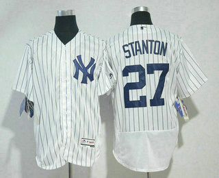 Men's New York Yankees #27 Giancarlo Stanton White Home Stitched MLB Flex Base Jersey