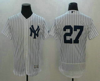 Men's New York Yankees #27 Giancarlo Stanton No Name White Home Stitched MLB Flex Base Jersey