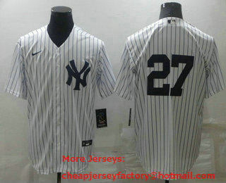 Men's New York Yankees #27 Giancarlo Stanton White No Name Stitched MLB Nike Cool Base Jersey