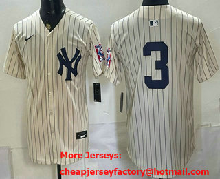 Men's New York Yankees #3 Babe Ruth Cream 1939 Throwback Jersey