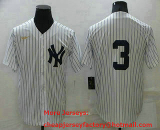 Men's New York Yankees #3 Babe Ruth No Name White Throwback Stitched MLB Cool Base Nike Jersey