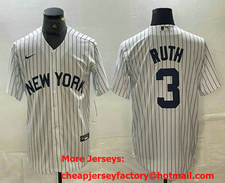 Men's New York Yankees #3 Babe Ruth White 2024 Cool Base Stitched Jersey 11