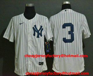 Men's New York Yankees #3 Babe Ruth White Home No Name Stitched MLB Flex Base Nike Jersey