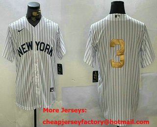 Men's New York Yankees #3 Babe Ruth White Pinstripe Without Name Fashion Cool Base Jersey