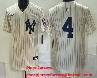 Men's New York Yankees #4 Lou Gehrig Cream 1939 Throwback Jersey