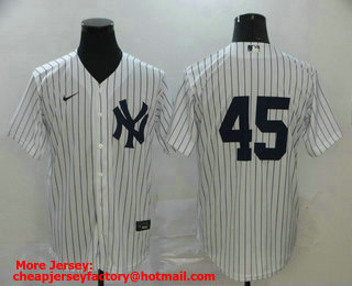 Men's New York Yankees #45 Gerrit Cole White Home No Name Stitched MLB Cool Base Nike Jersey