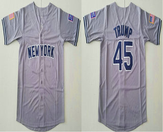 Men's New York Yankees #45th Presidential Candidate Donald Trump Gray Jersey