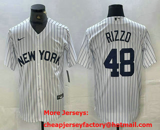 Men's New York Yankees #48 Anthony Rizzo White 2024 Cool Base Stitched Jersey 11