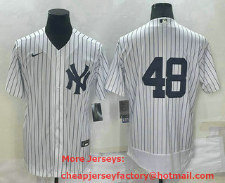 Men's New York Yankees #48 Anthony Rizzo White No Name Stitched MLB Flex Base Nike Jersey