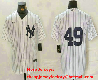 Men's New York Yankees #49 Ron Guidry White Cool Base Stitched Jersey