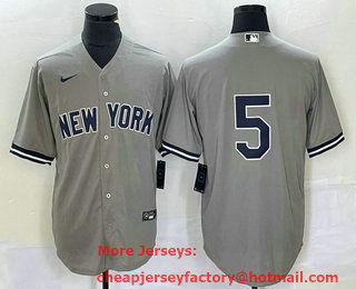 Men's New York Yankees #5 Joe DiMaggio Grey Cool Base Stitched Baseball Jersey