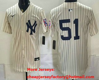 Men's New York Yankees #51 Bernie Williams Cream 1939 Throwback Jersey