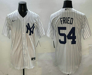 Men's New York Yankees #54 Max Fried White Player Name Cool Base Jersey