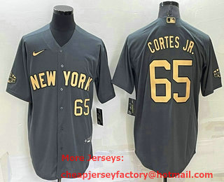 Men's New York Yankees #65 Nestor Cortes Jr Number Grey 2022 All Star Stitched Cool Base Nike Jersey