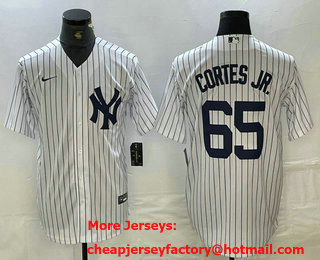 Men's New York Yankees #65 Nestor Cortes Jr White Stitched Cool Base Nike Jersey