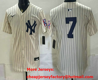 Men's New York Yankees #7 Mickey Mantle Cream 1939 Throwback Jersey
