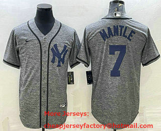 Men's New York Yankees #7 Mickey Mantle Grey Gridiron Cool Base Stitched Jersey