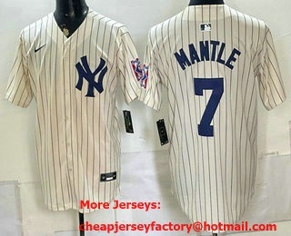 Men's New York Yankees #7 Mickey Mantle Name Cream 2026 Field of Dreams Stadium Stitched Jersey