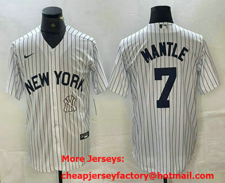 Men's New York Yankees #7 Mickey Mantle White 2024 Cool Base Stitched Jersey 12