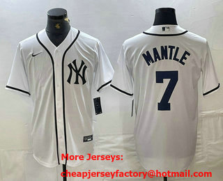 Men's New York Yankees #7 Mickey Mantle White Fashion Cool Base Jersey