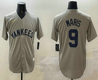 Men's New York Yankees #9 Roger Maris Grey Throwback Stitched Cool Base Nike Jersey