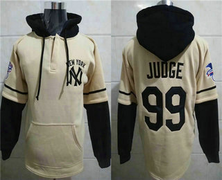 Men's New York Yankees #99 Aaron Judge Cream Pocket Stitched MLB Hoodie