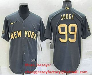 Men's New York Yankees #99 Aaron Judge Grey 2022 All Star Stitched Cool Base Nike Jersey