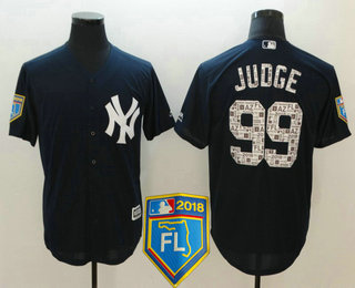 Men's New York Yankees #99 Aaron Judge Navy Blue 2018 Spring Training Cool Base Jersey