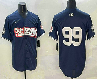 Men's New York Yankees #99 Aaron Judge Navy Fashion Without Name Cool Base Jersey