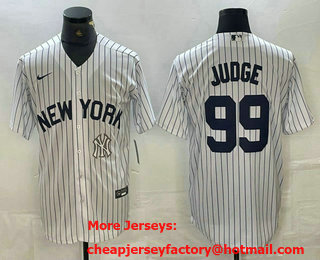 Men's New York Yankees #99 Aaron Judge White 2024 Cool Base Stitched Jersey 12