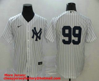 Men's New York Yankees #99 Aaron Judge White Home No Name Stitched MLB Cool Base Nike Jersey