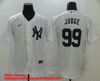 Men's New York Yankees #99 Aaron Judge White Home Stitched MLB Cool Base Nike Jersey