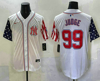 Men's New York Yankees #99 Aaron Judge White Red USA Limited Fashion Stitched Jersey