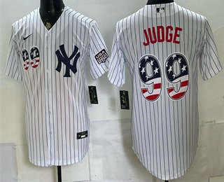 Men's New York Yankees #99 Aaron Judge White USA 250 Fourth of July Home Stadium Stitched Jersey