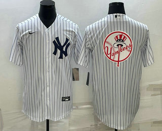 Men's New York Yankees Big Logo White Stitched MLB Cool Base Nike Jersey 02