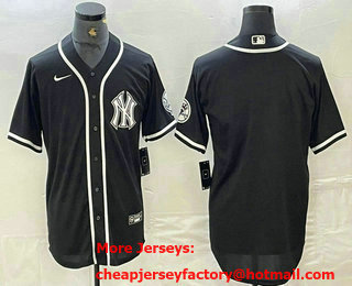 Men's New York Yankees Blank Black White Cool Base Stitched Jersey