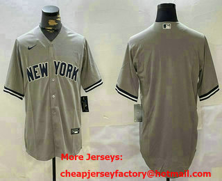 Men's New York Yankees Blank Grey Cool Base Jersey