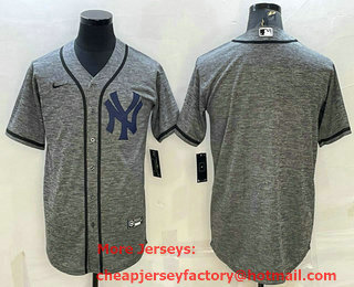 Men's New York Yankees Blank Grey Gridiron Cool Base Stitched Baseball Jersey