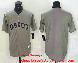 Men's New York Yankees Blank Grey Stitched Nike Throwback Jersey