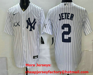 Men's New York Yankees x KAWS #2 Derek Jeter Name White Stadium Stitched Jersey