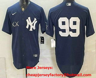 Men's New York Yankees x KAWS #99 Aaron Judge Navy Stadium Stitched Jersey