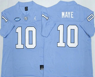 Men's North Carolina Tar Heels #10 Drake Maye Light Blue FUSE College Football Jersey