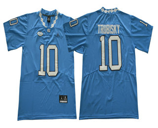 Men's UNC North Carolina Tar Heels #10 Mitchell Trubisky Light Blue Stitched NCAA Nike College Football Jersey