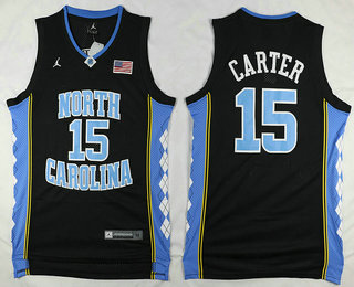Men's North Carolina Tar Heels #15 Vince Carter Black College Basketball Swingman Jersey