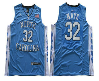 Men's North Carolina Tar Heels #32 Luke Maye Light Blue College Basketball Brand Jordan Swingman Stitched NCAA Jersey