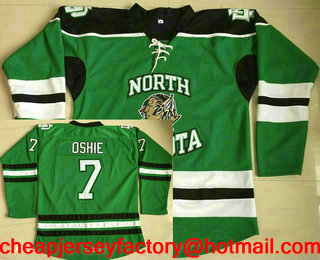 Men's North Dakota Fighting Sioux #7 T.J. Oshie Green Stitched College Ice Hockey Jersey