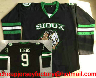 Men's North Dakota Fighting Sioux #9 Jonathan Toews Black Stitched College Ice Hockey Jersey